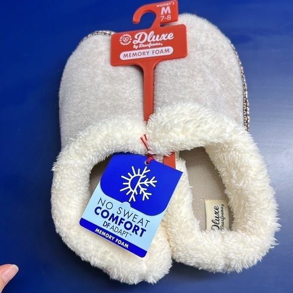 NEW dluxe by dearfoams Women's Juniper Slide Slippers - Oatmeal sz 7/8 … - Picture 2 of 4